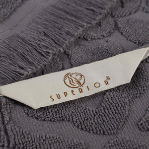 Cotton Geometric Jacquard Absorbent Bath Towel Set of 3 - Bath Towel by Superior Brand