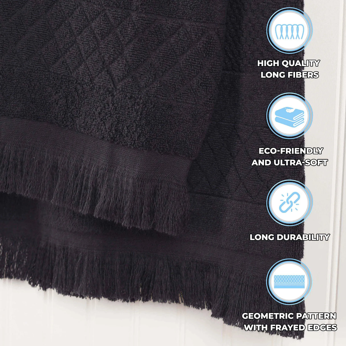 Cotton Geometric Jacquard Absorbent Bath Towel Set of 3 - Bath Towel by Superior Brand