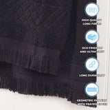 Cotton Geometric Jacquard Absorbent Bath Towel Set of 3 - Bath Towel by Superior Brand