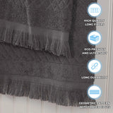 Cotton Geometric Jacquard Absorbent Bath Towel Set of 3 - Bath Towel by Superior Brand