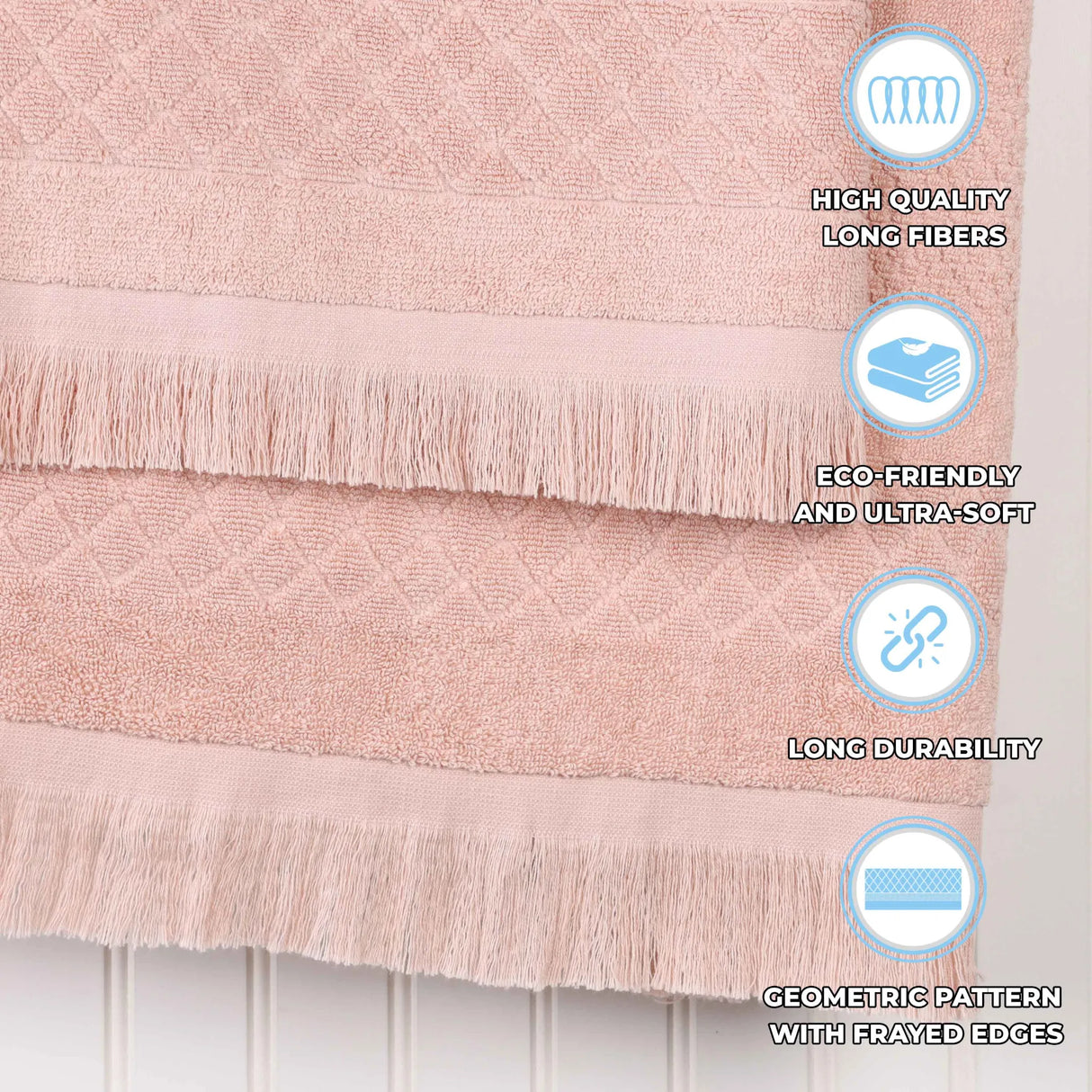 Cotton Geometric Jacquard Absorbent Bath Towel Set of 3 - Bath Towel by Superior Brand