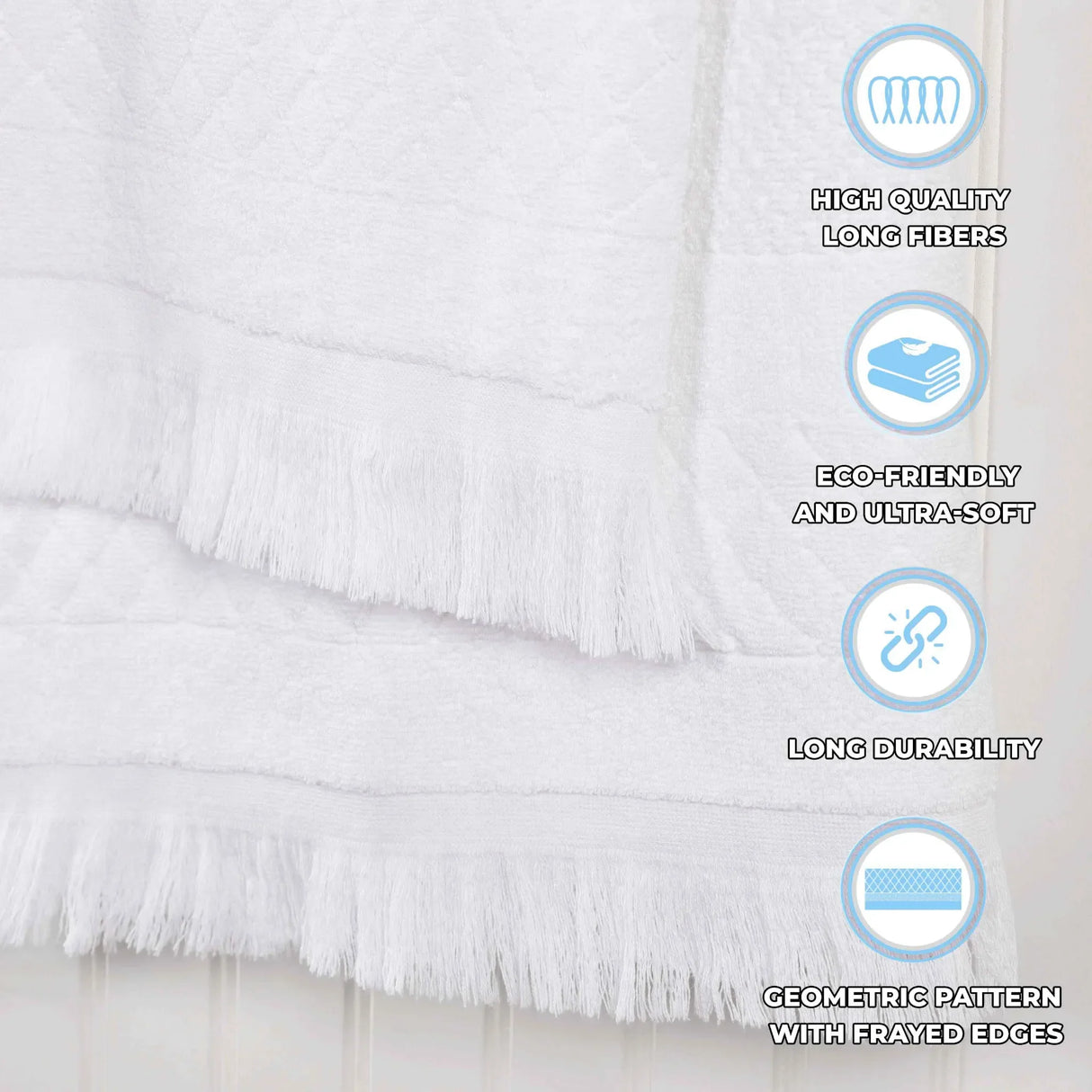 Cotton Geometric Jacquard Absorbent Bath Towel Set of 3 - Bath Towel by Superior Brand