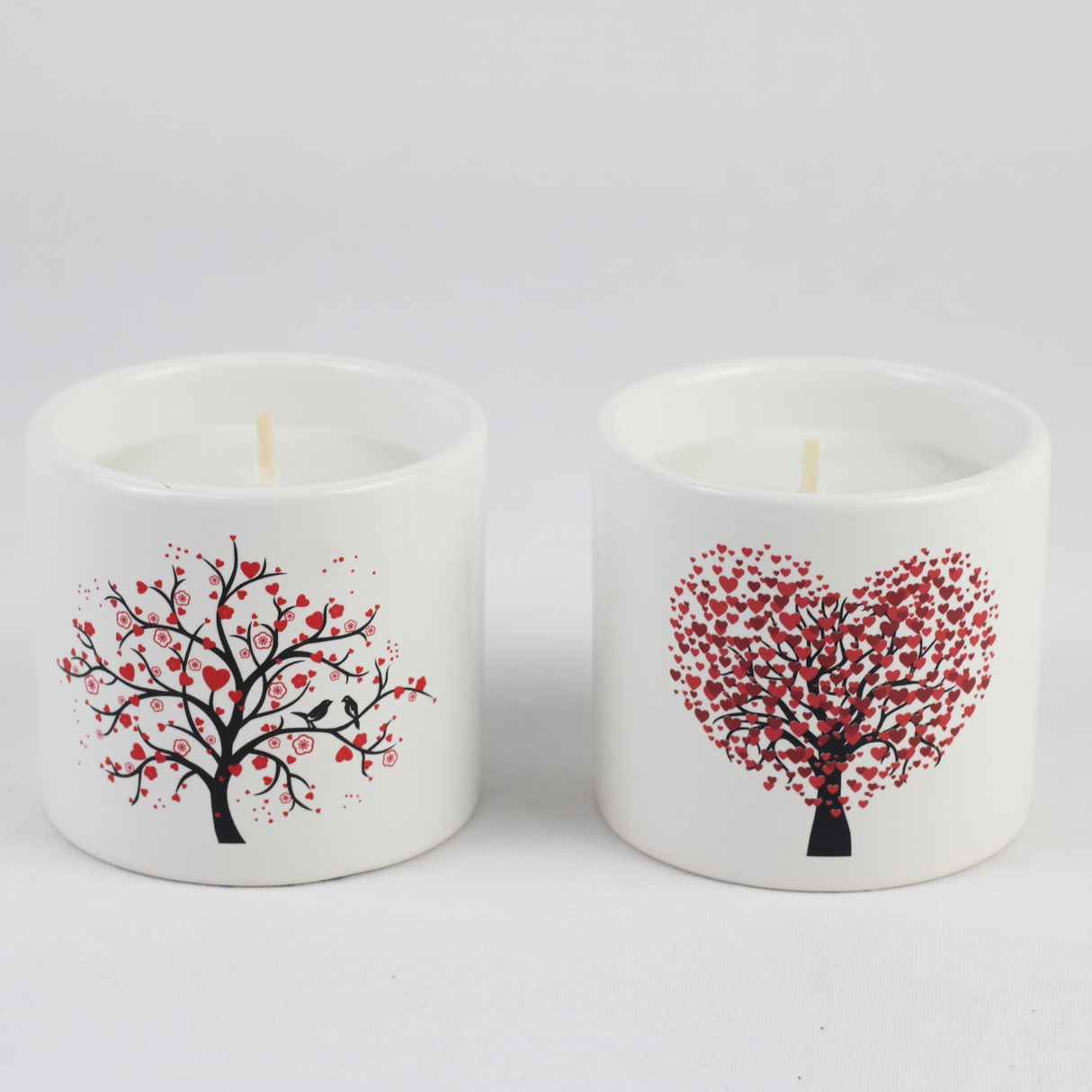 Love Tree Ceramic Candle Holder Set – 2-Piece Scented Candles