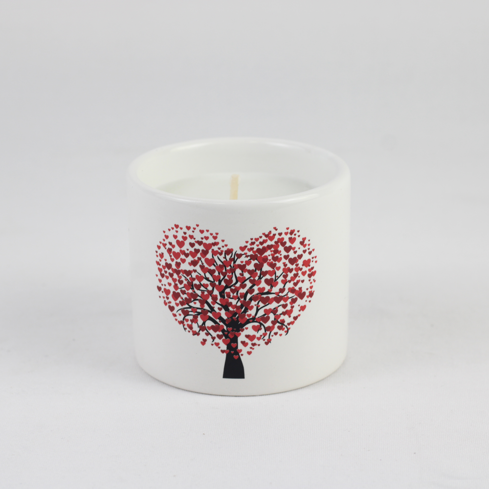 Love Tree Ceramic Candle Holder Set – 2-Piece Scented Candles