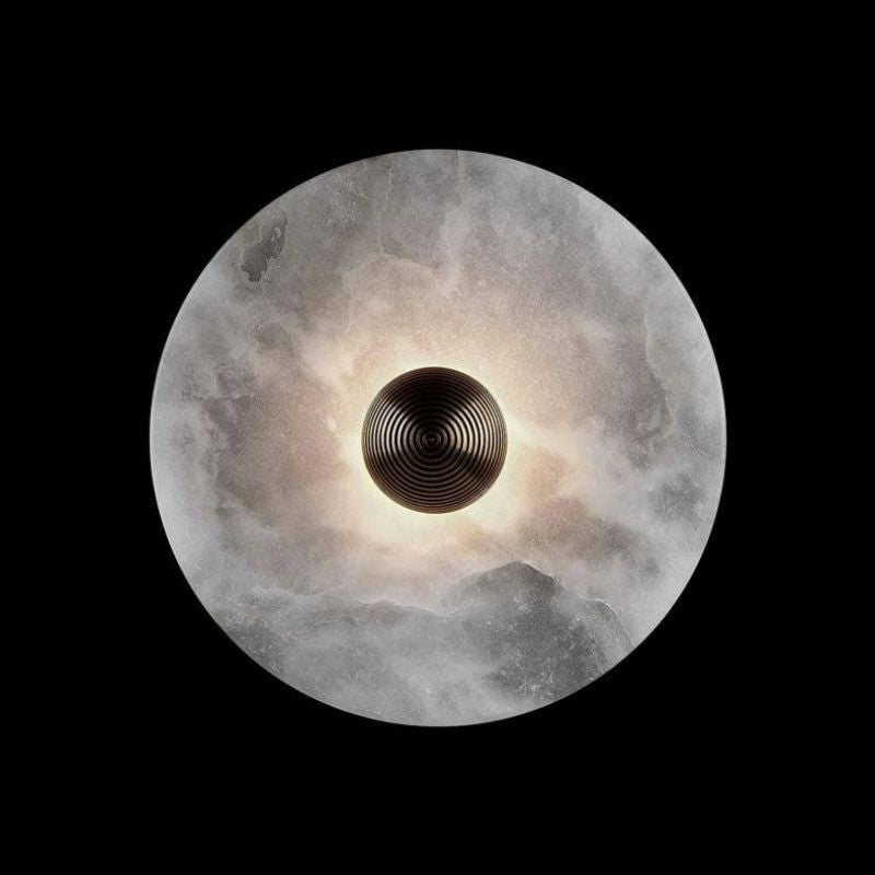 Alabaster LED Wall Light Brass Round Flush Mount 6"–14" Fixture
