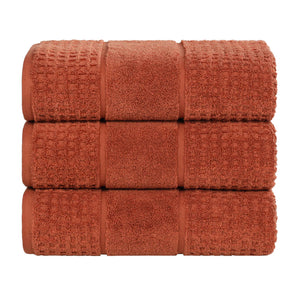 Napa Zero Twist Cotton Solid Waffle Honeycomb Bath Towel Set of 3 - Bath Towel by Superior Brand