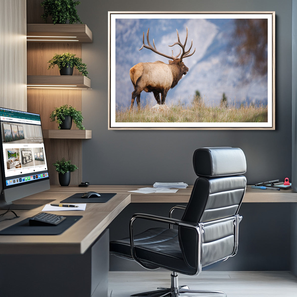 Rustic Elk Wall Art Canvas Print – Framed Majestic Wildlife