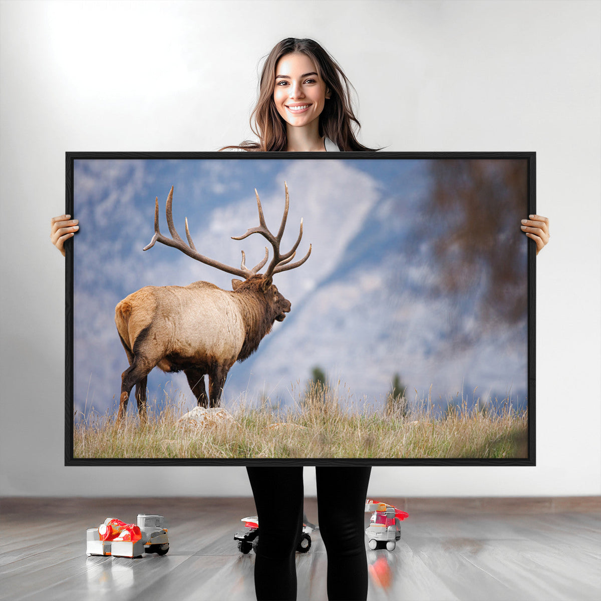 Rustic Elk Wall Art Canvas Print – Framed Majestic Wildlife
