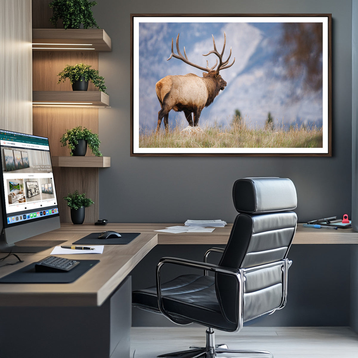 Rustic Elk Wall Art Canvas Print – Framed Majestic Wildlife