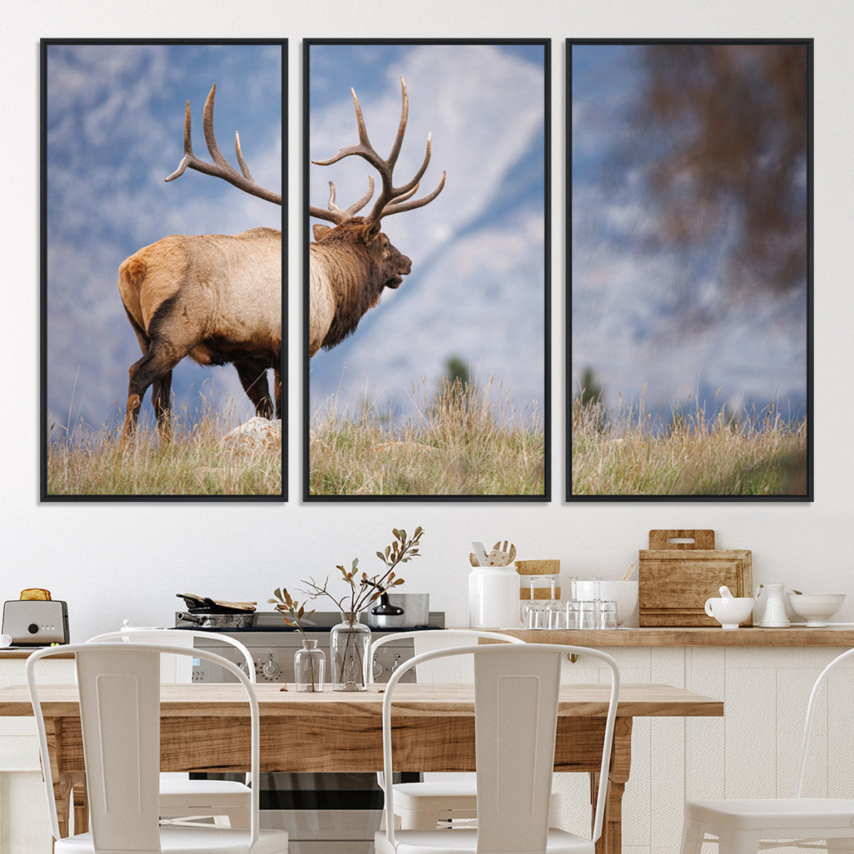 Rustic Elk Wall Art Canvas Print – Framed Majestic Wildlife