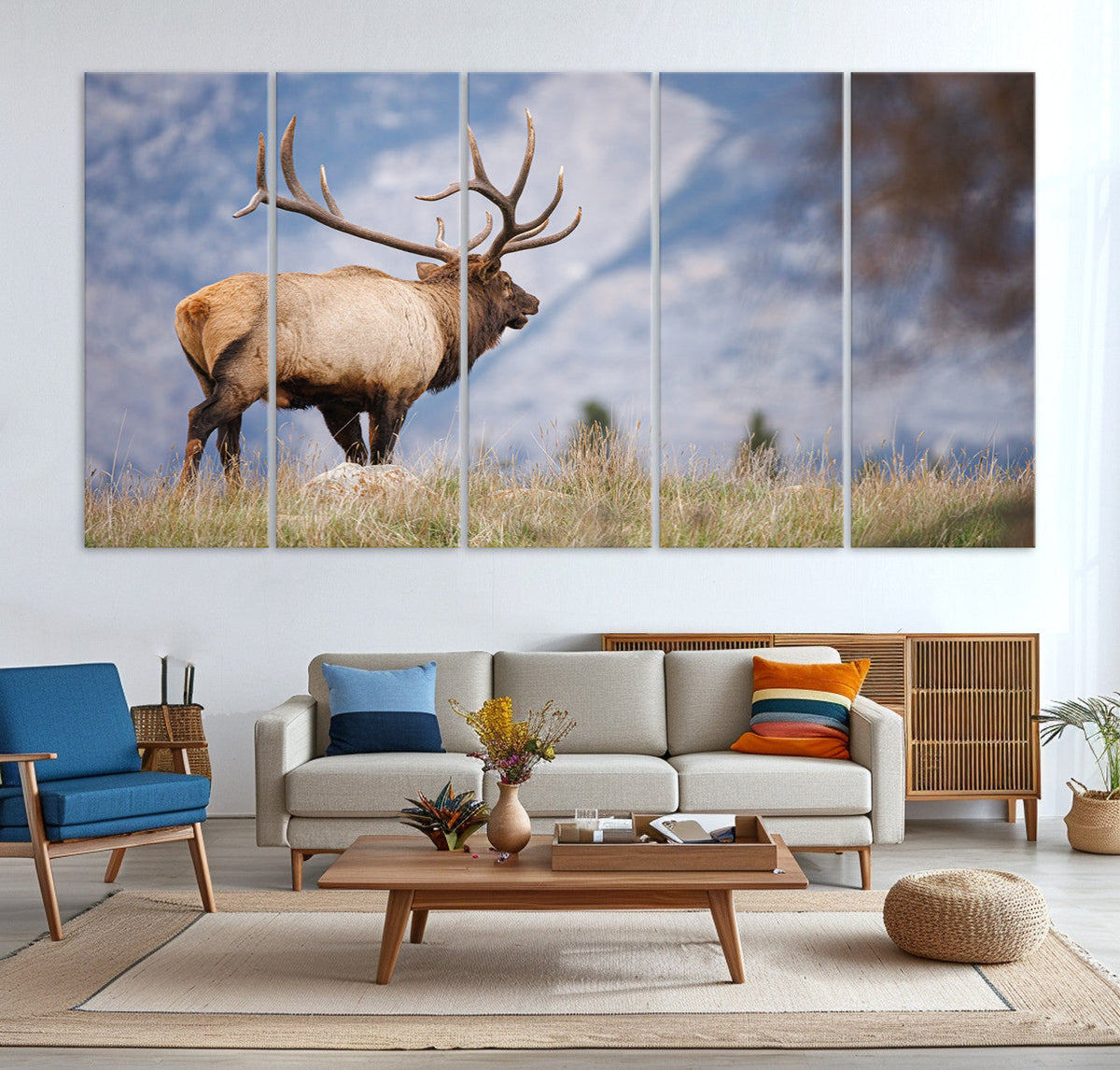 Rustic Elk Wall Art Canvas Print – Framed Majestic Wildlife