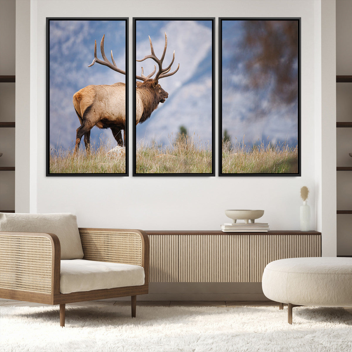 Rustic Elk Wall Art Canvas Print – Framed Majestic Wildlife