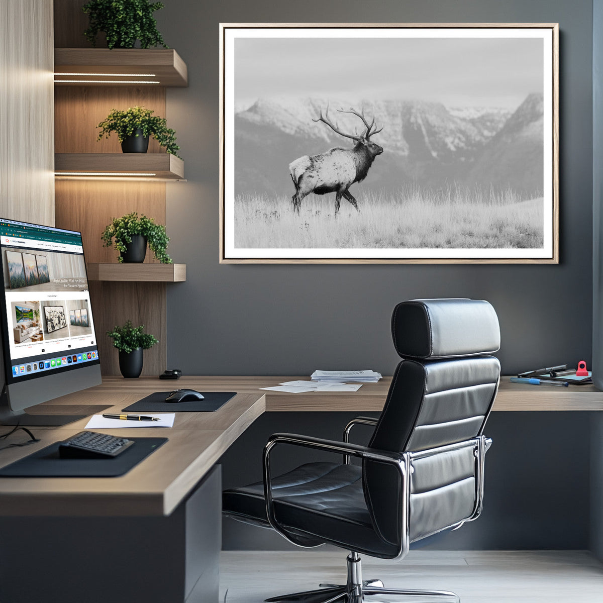 Rustic Elk Wall Art Canvas Print – Framed Majestic Wildlife