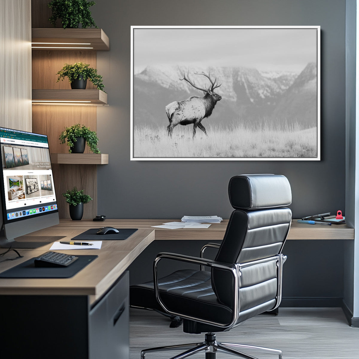 Rustic Elk Wall Art Canvas Print – Framed Majestic Wildlife