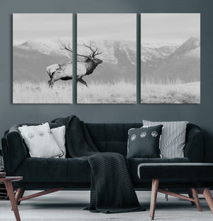Rustic Elk Wall Art Canvas Print – Framed Majestic Wildlife