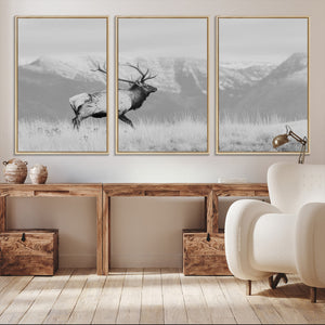 Rustic Elk Wall Art Canvas Print – Framed Majestic Wildlife