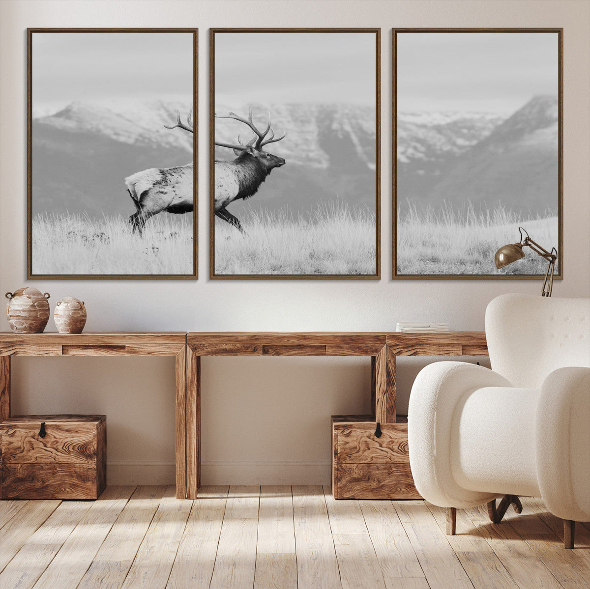 Rustic Elk Wall Art Canvas Print – Framed Majestic Wildlife