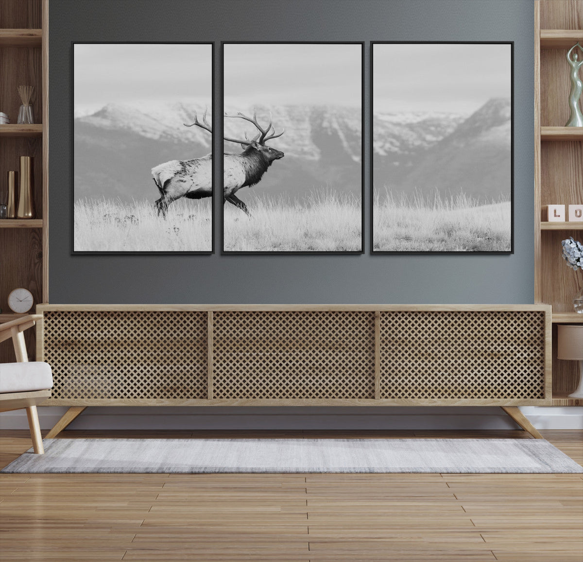 Rustic Elk Wall Art Canvas Print – Framed Majestic Wildlife