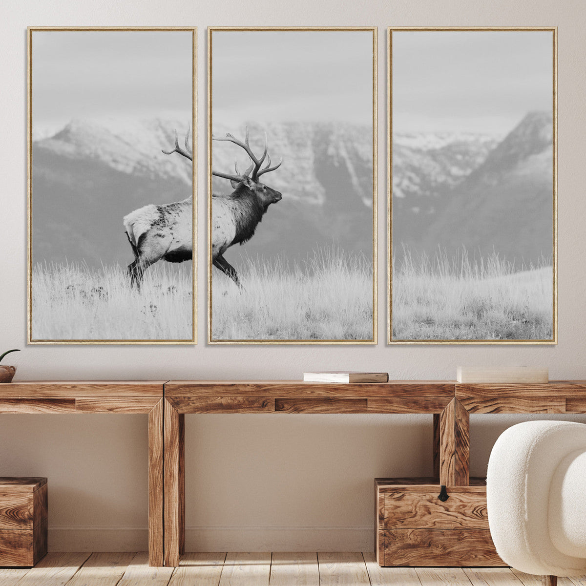 Rustic Elk Wall Art Canvas Print – Framed Majestic Wildlife
