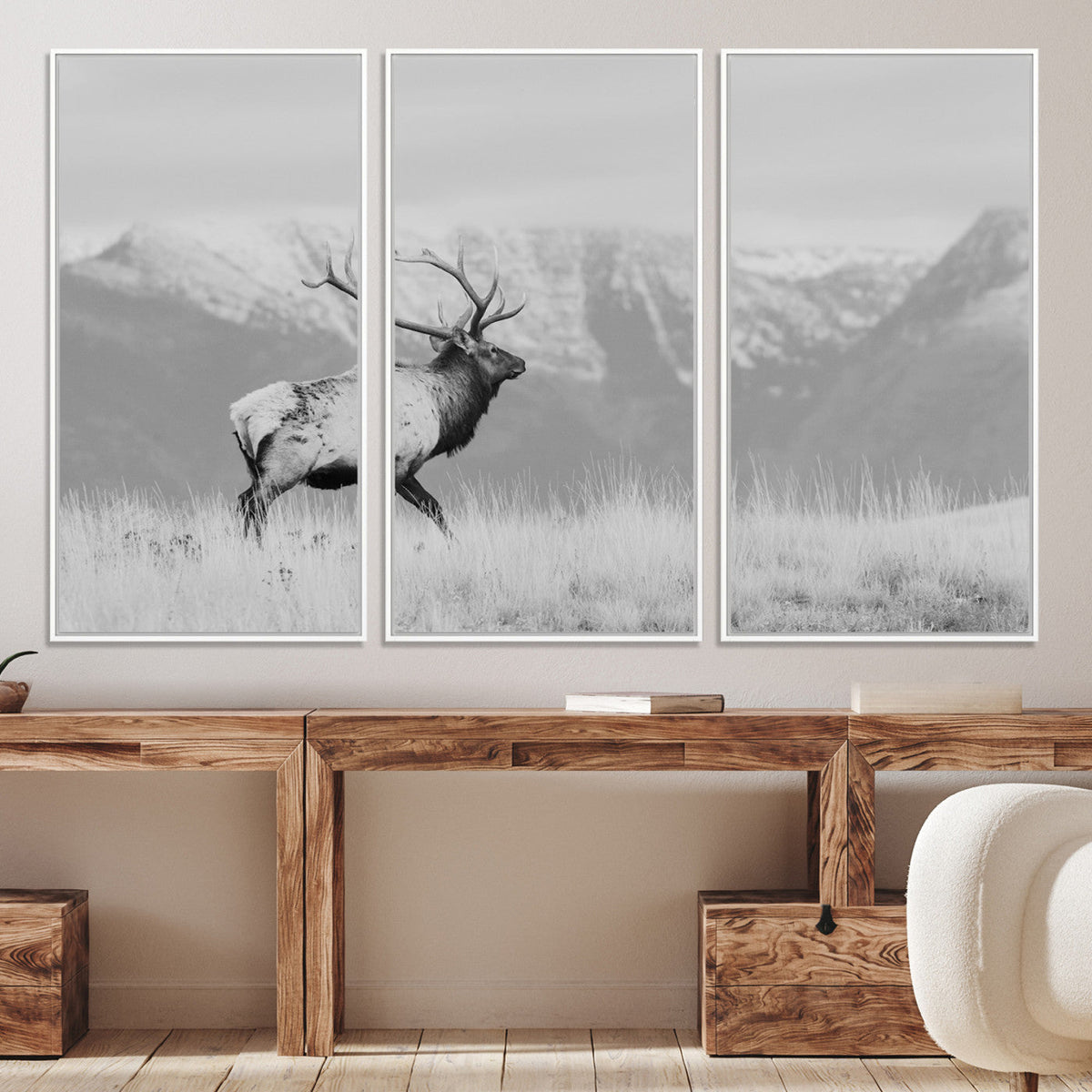 Rustic Elk Wall Art Canvas Print – Framed Majestic Wildlife