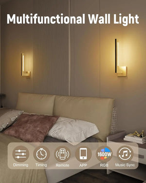 Modern Wall Sconces Dimmable RGB LED Wall Light with Remote for Living Room Bedroom
