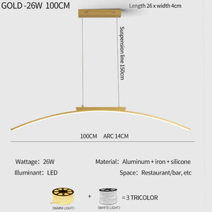 Modern LED Arc Pendant Light – Adjustable Dining Room Hanging Lamp for Kitchen