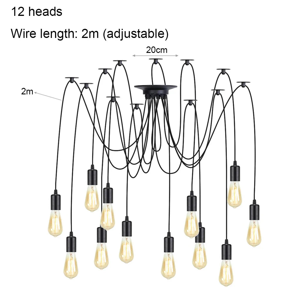 DIY Spider Chandelier Vintage Industrial Pendant Ceiling Light Home Hanging Lamp
