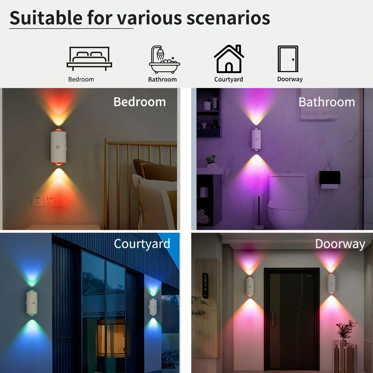 Motion Sensor RGB Night Light Magnetic Wireless Rechargeable LED Wall Sunset Lamp