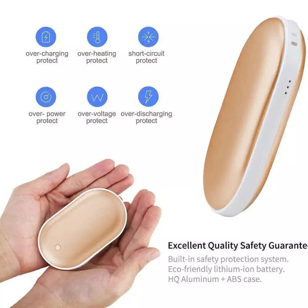 2-Pack 10000mAh USB Rechargeable Hand Warmers Power Bank Electric Fast Heater