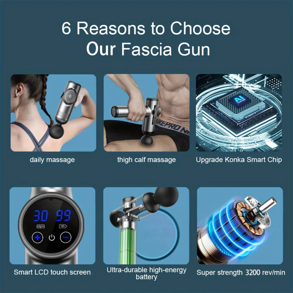 Portable Fascia Massage Gun Vibration Muscle Massager for Neck Back Body Fitness