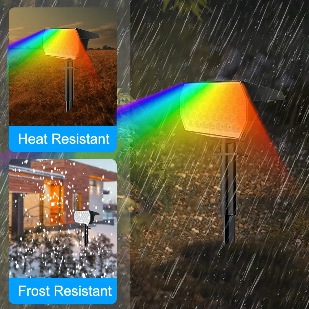 RGB Solar Landscape Spotlights Outdoor Waterproof LED Lights for Garden Decor