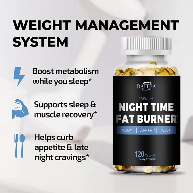 Nighttime Fat Burner Supplement - Supports Cardiovascular and Digestive Health, Benefits Sleep Quality, Weight
