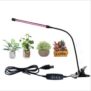 Clip On LED Grow Light Full Spectrum USB Timer Dimmable 1–4 Head Plant Lamp