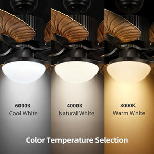 Outdoor Ceiling Fan 5 Palm Leaf Blades Brown Tropical