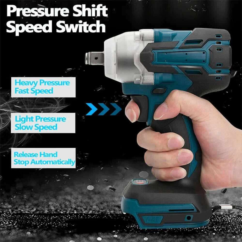 1/2'' Brushless Cordless Impact Wrench 520NM 18V Battery High Torque Tool