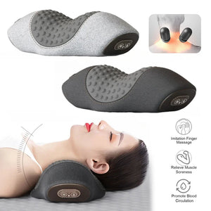 Electric Neck Massager Pillow – Heated Cervical Stretcher for Back & Sleep Support