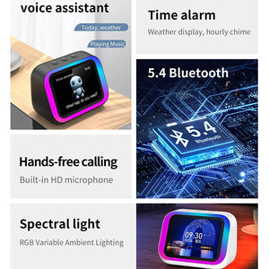 Smart Alarm Clock Bluetooth Speaker with Night Light Weather Display Music Player