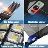 504LED Solar Street Light Outdoor Motion Sensor Remote Control Waterproof 4300mAh