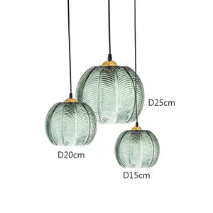 Modern Glass Pendant Light – Green Leaf Hanging Lamp for Bedroom & Living Room