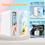 6L Mirror Beauty Mini Fridge LED Makeup Skincare Cooler Warmer Portable
