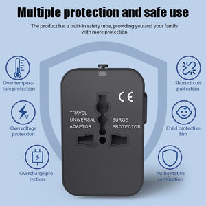 Universal Travel Adapter EU UK US AU Plug Converter Dual USB Power Charger