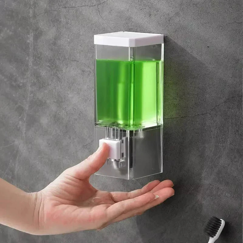 Wall-Mounted Manual Soap Dispenser Non-Perforated Traceless Bathroom Transparent