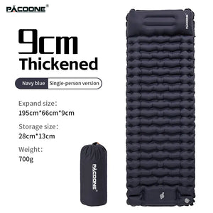 PACOONE Inflatable Camping Mattress with Pillow Ultralight Air Sleeping Pad Pump