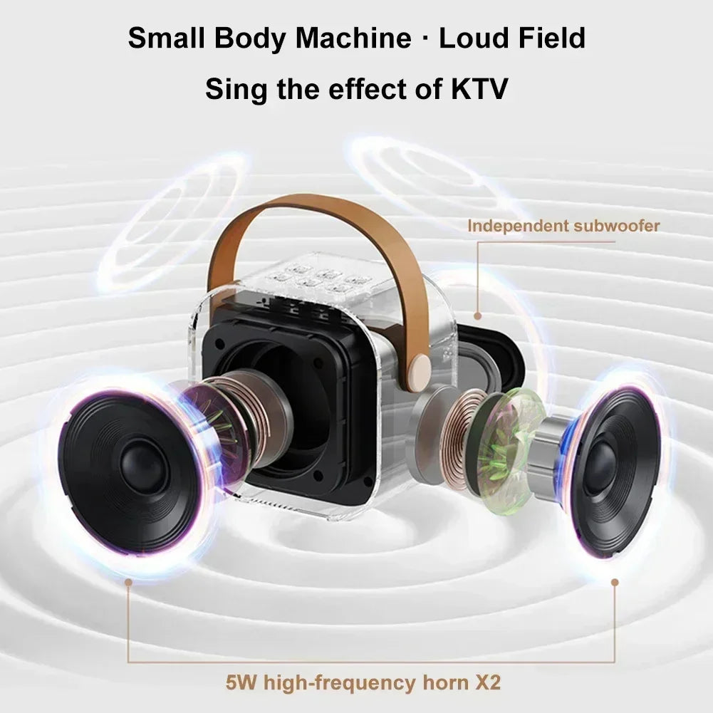 Bluetooth Karaoke Machine for Kids & Family with Wireless Mics LED Lights