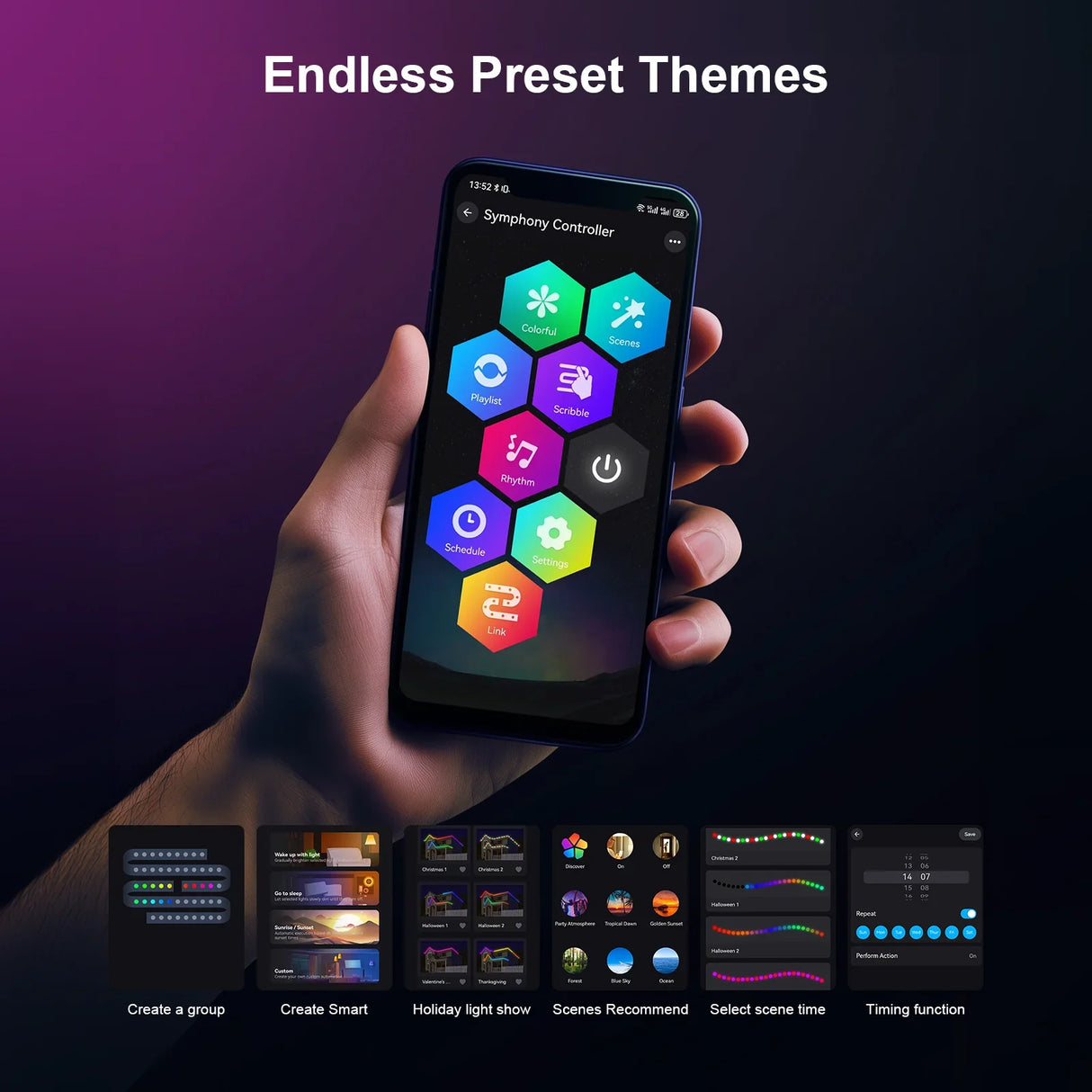 20M Smart RGBIC Outdoor LED Eaves Lights App Remote Control Flashing Home Decor