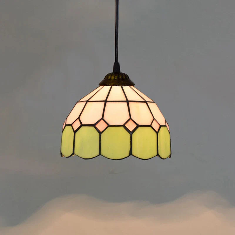 European Stained Glass Pendant Light 20cm Hanging Lamp Dining Bedroom Decor