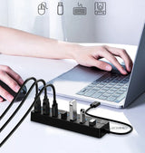 4/7-Port USB 3.0 Hub with LED Indicator Switch for Laptop Flash Drive Hard Disk