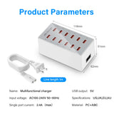 12 Port USB Charging Station Dock Fast Power Adapter for Phone Tablet Laptop