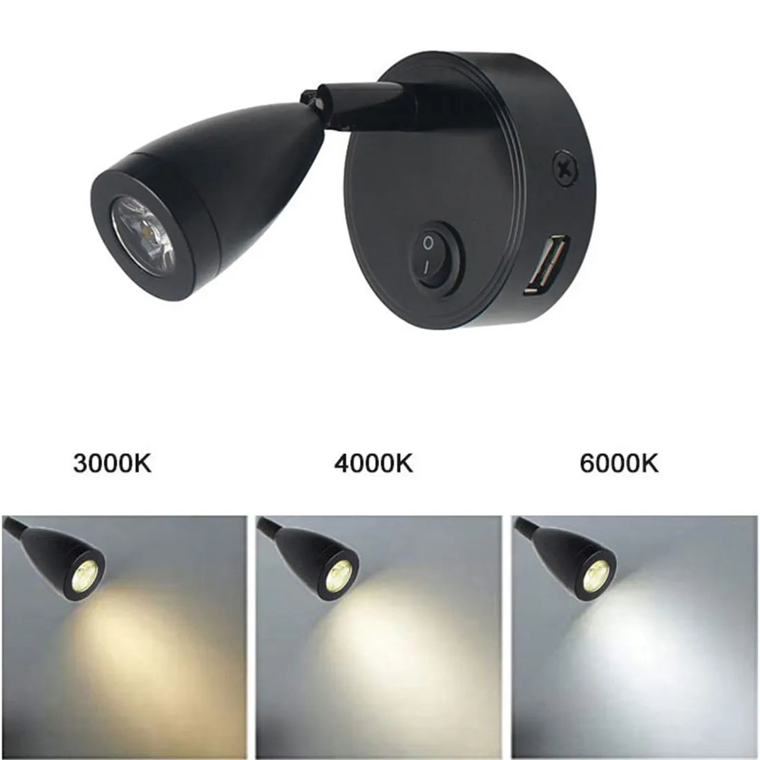 LED RV Reading Light 12V/24V with USB Port – Camper, Boat, Trailer Interior Lamp