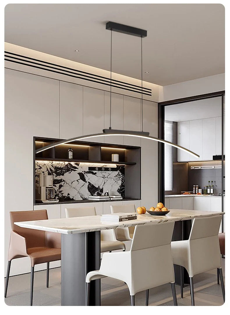Modern LED Arc Pendant Light – Adjustable Dining Room Hanging Lamp for Kitchen